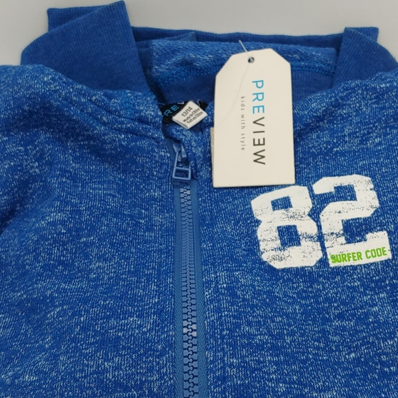 Preview Boy's Heathered Zip-Front Hoodie-BLUE - Picture 2 of 2